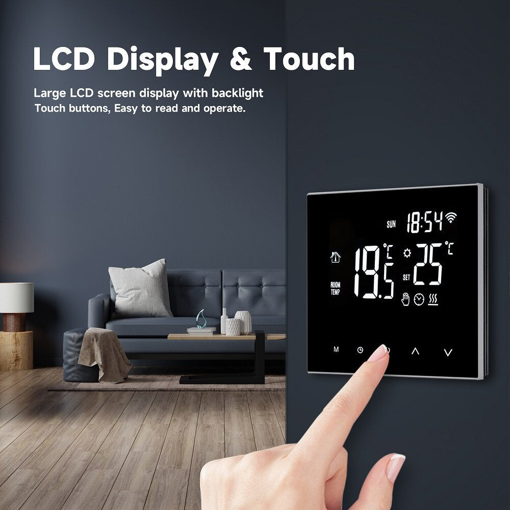 WiFi Smart LCD Display Touch Screen Thermostat for Electric Floor Heating Water,Gas Boiler Temperature Remote Controller Image 2