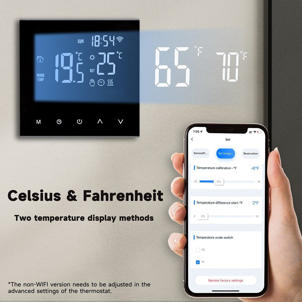 WiFi Smart LCD Display Touch Screen Thermostat for Electric Floor Heating Water,Gas Boiler Temperature Remote Controller Image 4