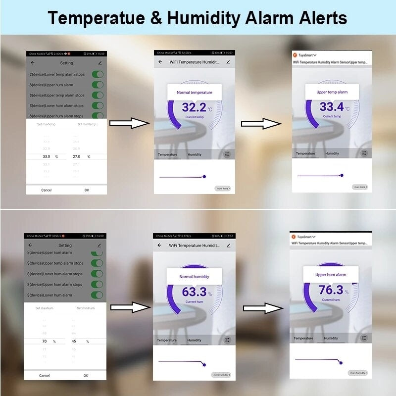 WIFI Smart Temperature Humidity Alarm Sensor Thermometer Hygrometer Detector Home Digital Display Android App Alert Image 3