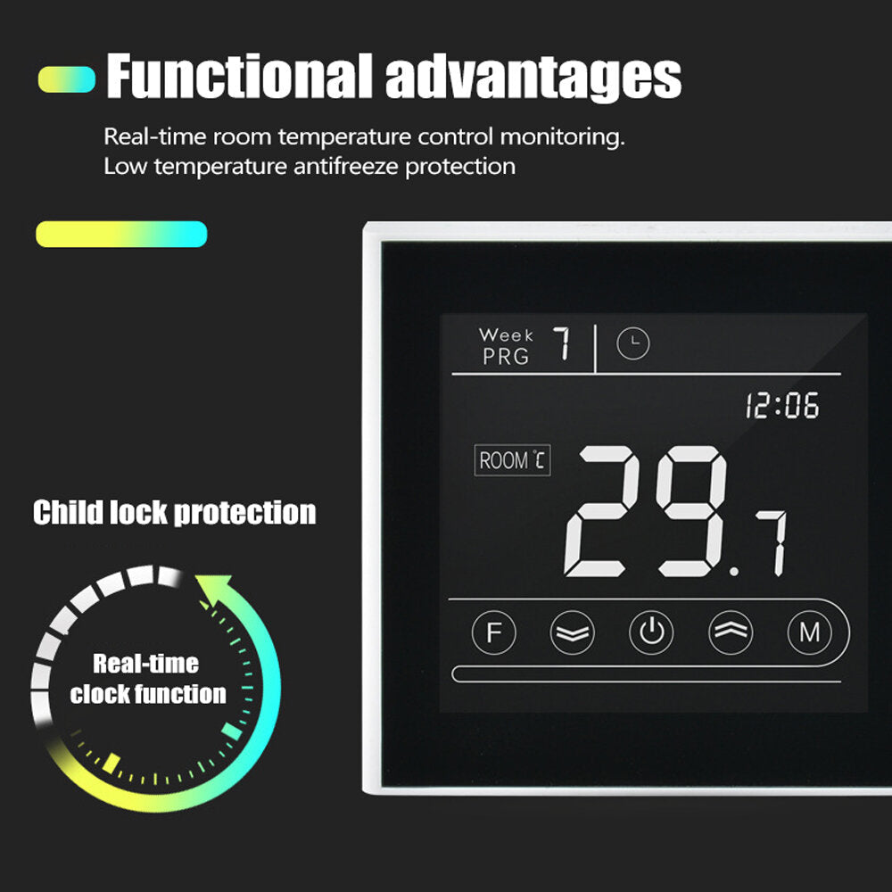 WIFI Thermostat for Electric Floor Heating Touch Screen Temperature Controller Work with Alexa Google Home AC95~240V Image 2