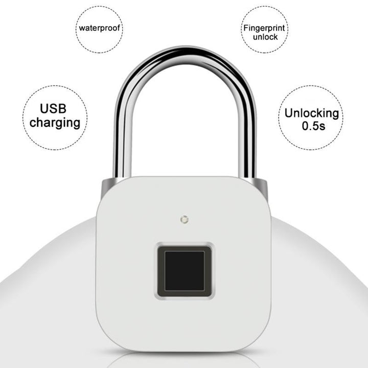 USB Smart Fingerprint Lock Rechargeable Keyless IP66 Waterproof Store Up To 39 Fingerprints for Door Luggage Padlock Image 5