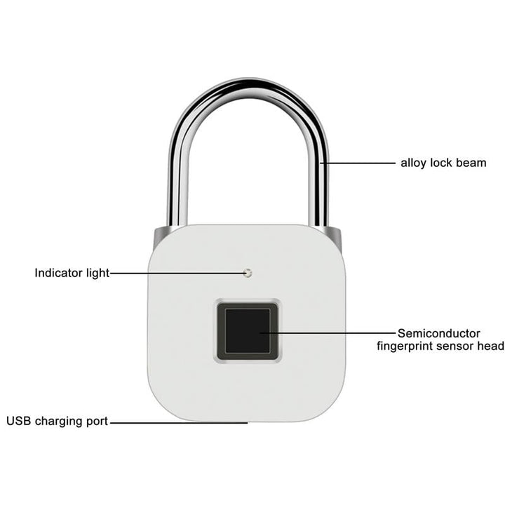 USB Smart Fingerprint Lock Rechargeable Keyless IP66 Waterproof Store Up To 39 Fingerprints for Door Luggage Padlock Image 6