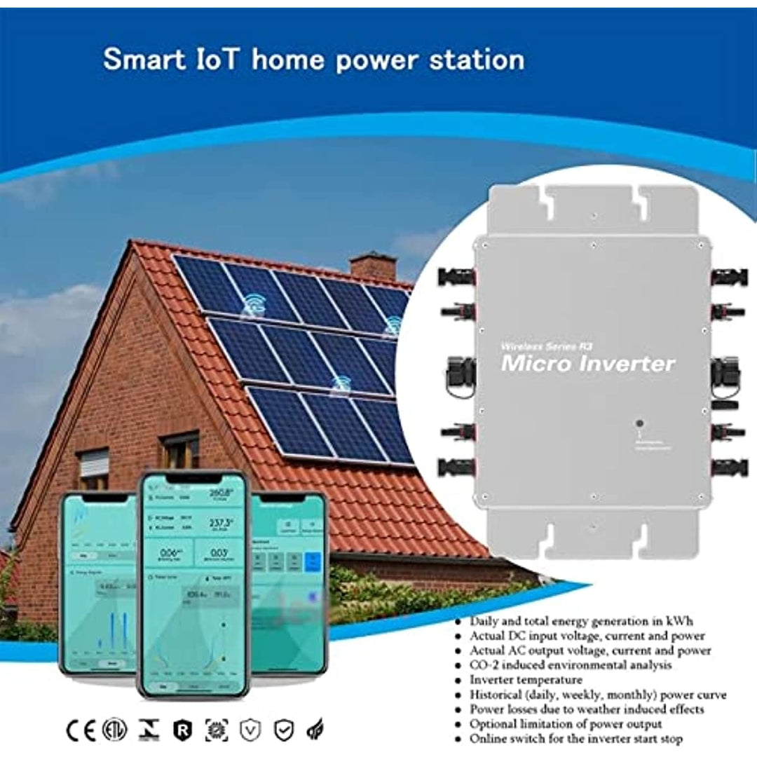 Waterproof Micro Solar Inverter, Grid Tied Aluminum Alloy Power 22-50V Dc,120,230V Ac Intelligent Monitoring System Image 4