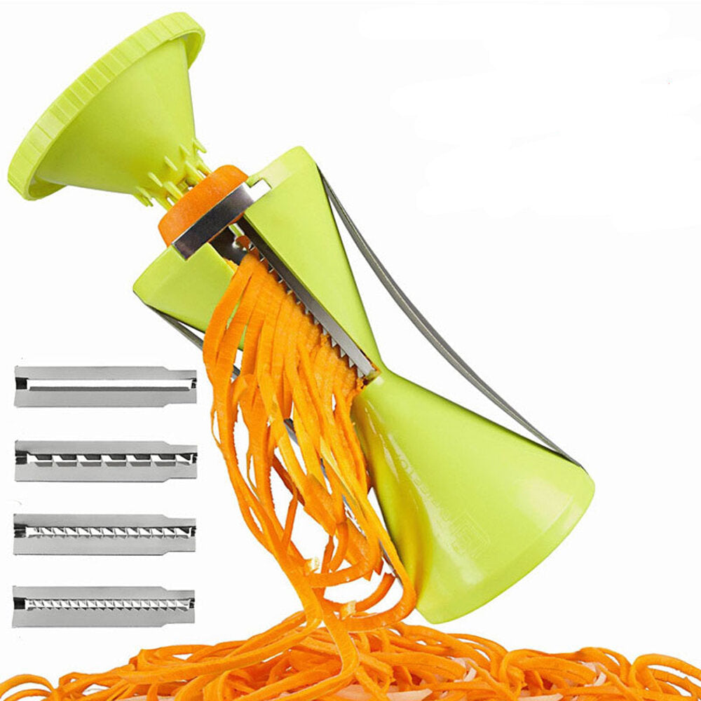 Vegetable Spiral Slicer Peeler Redesigned Handle With Stainless Steel 4 Blade Veggie Julienne Slicer Cutter Fruit Slicer Image 4