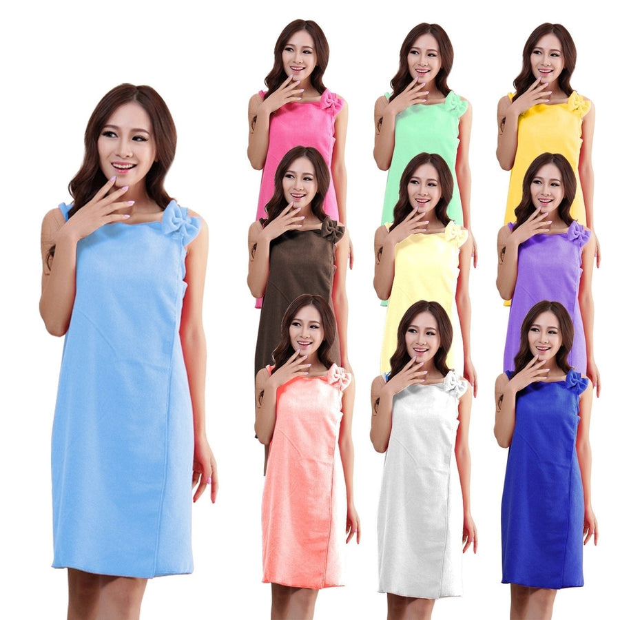 Women Sling Soft Absorbs Bath Cozy Lovely Spas Wearable Bathrobe Beach Towel Skirt Image 1