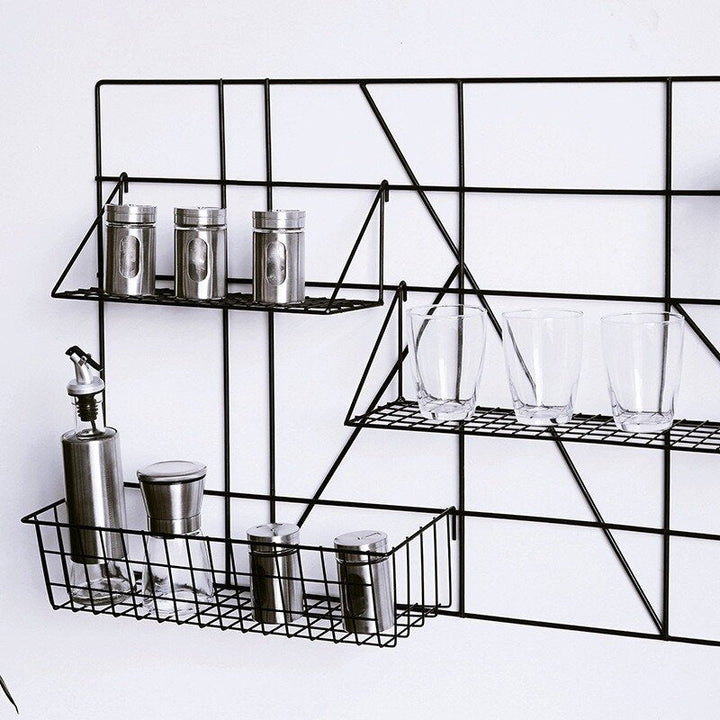 Wrought Iron Kitchen Shelf Wall-mounted Punch-free Kitchen Supplies Seasoning Rack Storage Image 2