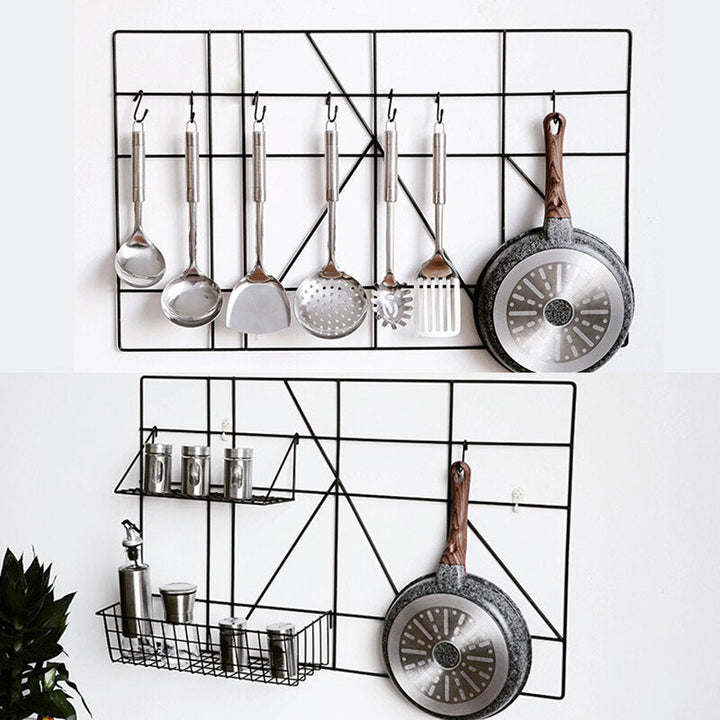 Wrought Iron Kitchen Shelf Wall-mounted Punch-free Kitchen Supplies Seasoning Rack Storage Image 3