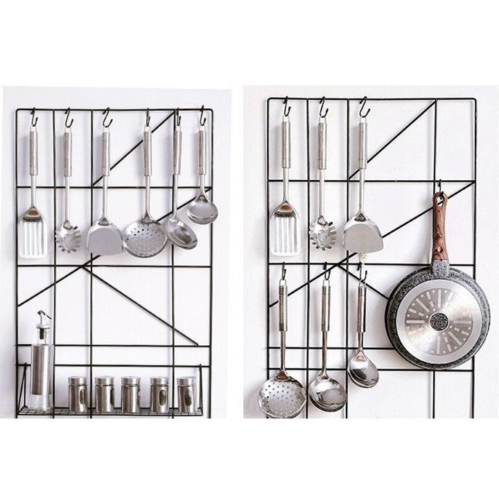 Wrought Iron Kitchen Shelf Wall-mounted Punch-free Kitchen Supplies Seasoning Rack Storage Image 5