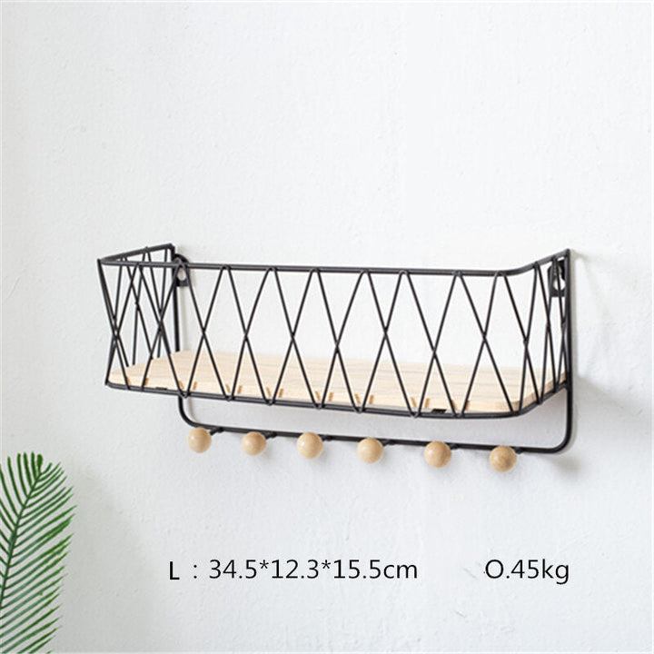 Wrought Iron Kitchen Wall Shelf Home Wall Hook Storage Shelf Decoration Image 4