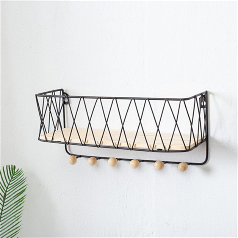 Wrought Iron Kitchen Wall Shelf Home Wall Hook Storage Shelf Decoration Image 11