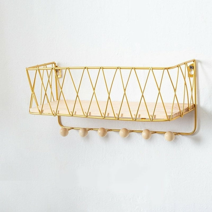 Wrought Iron Kitchen Wall Shelf Home Wall Hook Storage Shelf Decoration Image 12