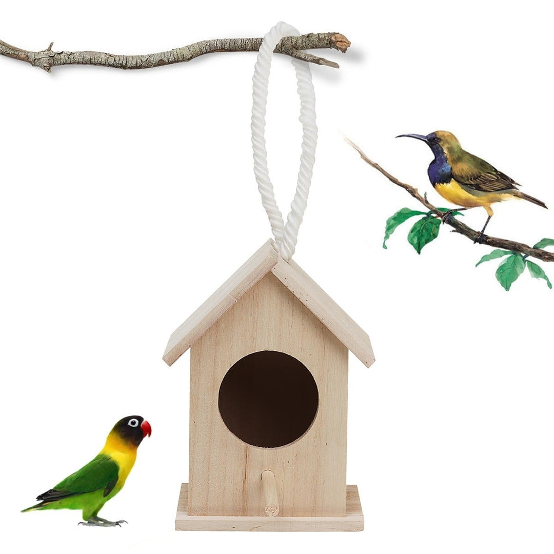 Wooden Bird House Feeder Wild Birds Nest Home Garden Nesting With Bird Net Image 1