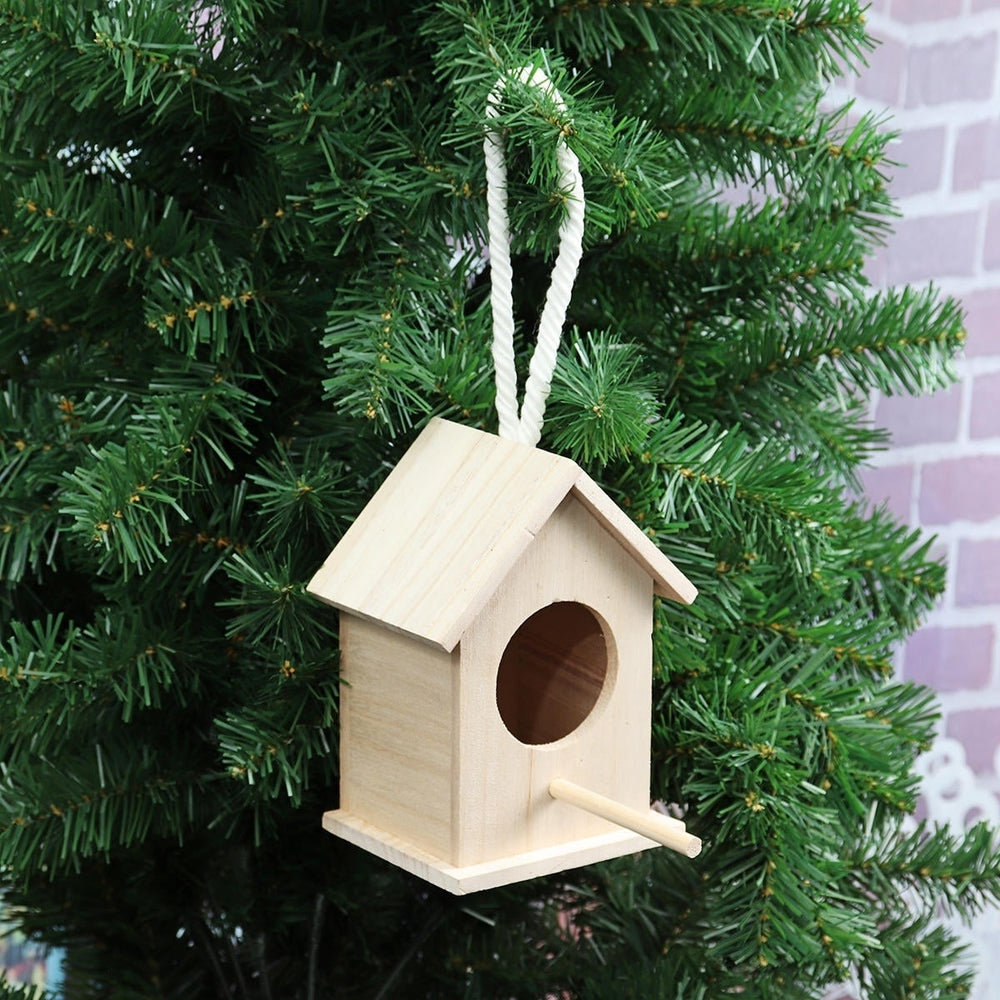 Wooden Bird House Feeder Wild Birds Nest Home Garden Nesting With Bird Net Image 2