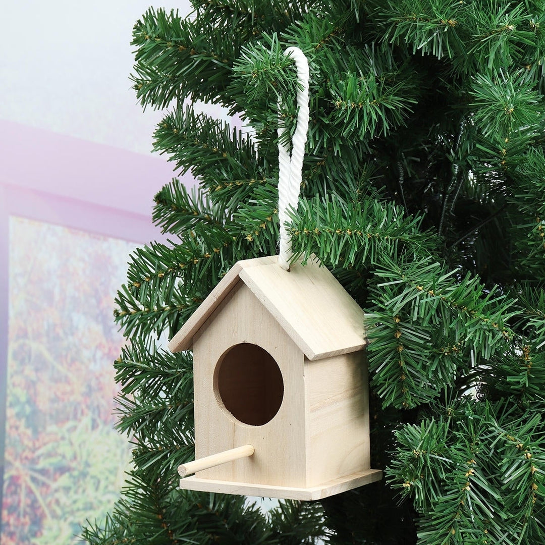 Wooden Bird House Feeder Wild Birds Nest Home Garden Nesting With Bird Net Image 3