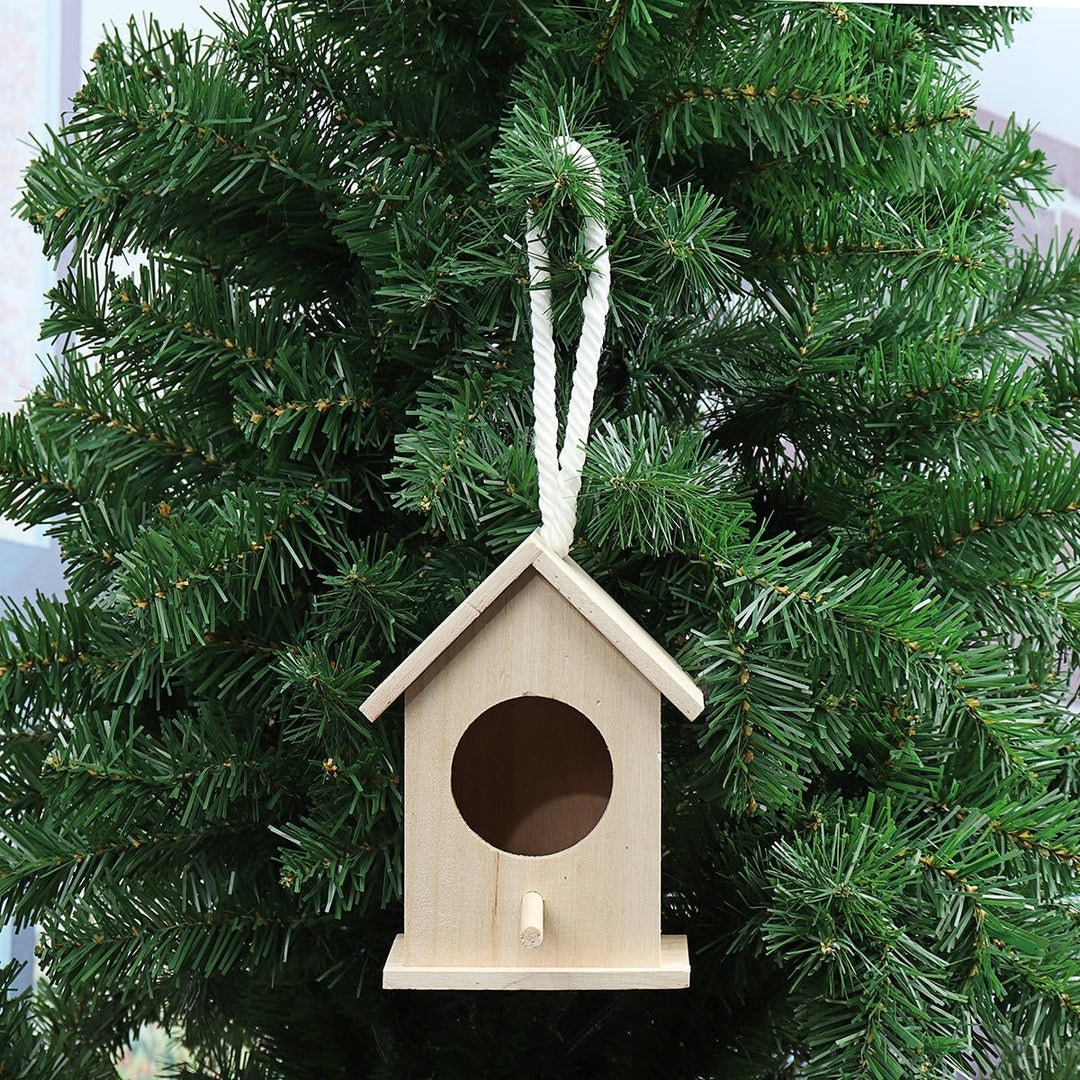 Wooden Bird House Feeder Wild Birds Nest Home Garden Nesting With Bird Net Image 4