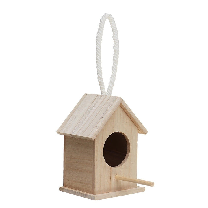 Wooden Bird House Feeder Wild Birds Nest Home Garden Nesting With Bird Net Image 5