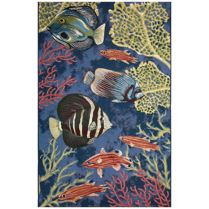 Liora Manne Marina Fish Indoor Outdoor Area Rug Navy Image 1