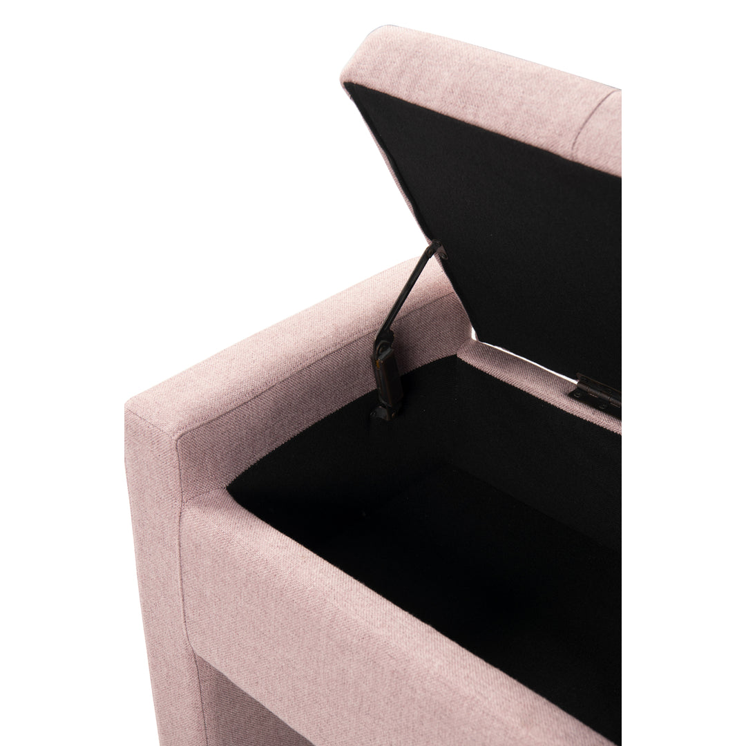 Iconic Home Kobi Storage Bench Linen Textured Upholstery Minimalist Design With Discrete Interior Compartment, Modern Image 6