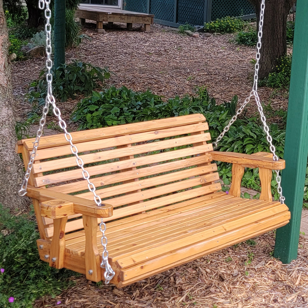 Sunnydaze 2-Person Wooden Porch Swing with Armrests/Chains - Traditional Image 3