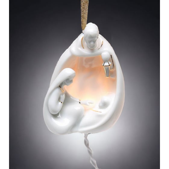 Ceramic Lighted Holy Family Nativity Ornament 3 3/8" Home Gift Image 1