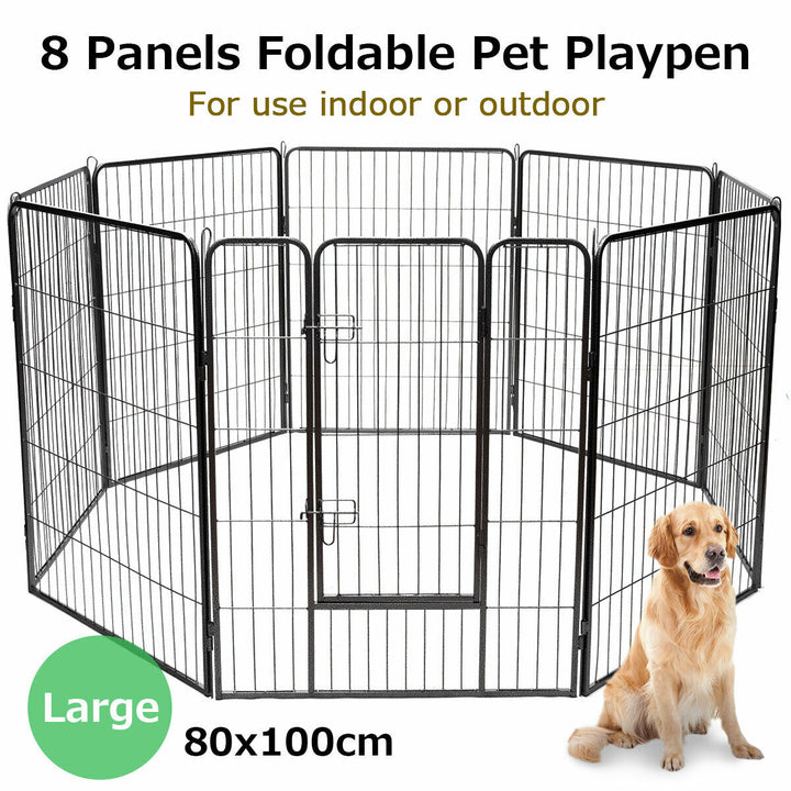 40" 8 Panel Pet Puppy Dog Playpen Door Exercise Kennel Fence Metal Image 9