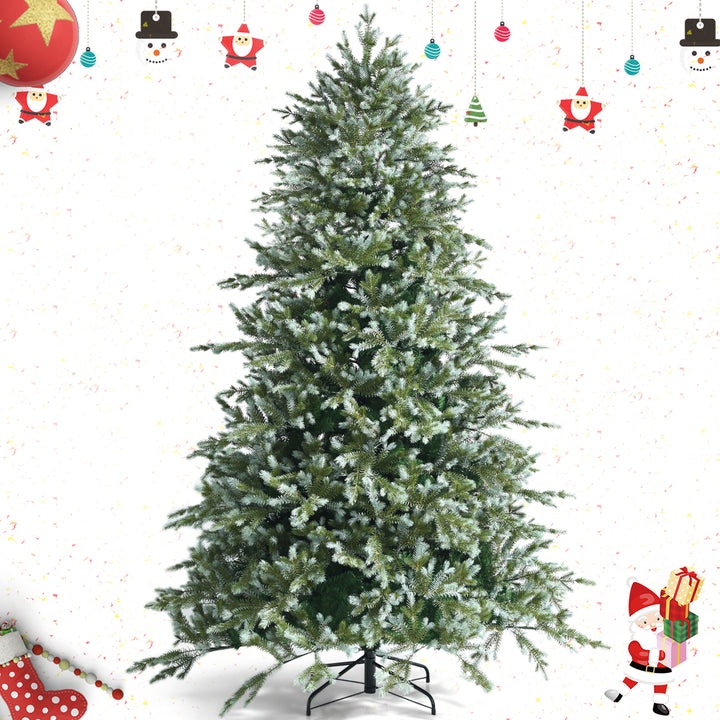 6/7/8 Ft Artificial Christmas Tree Unlit Hinged Xmas Tree w/ Metal Stand Image 3