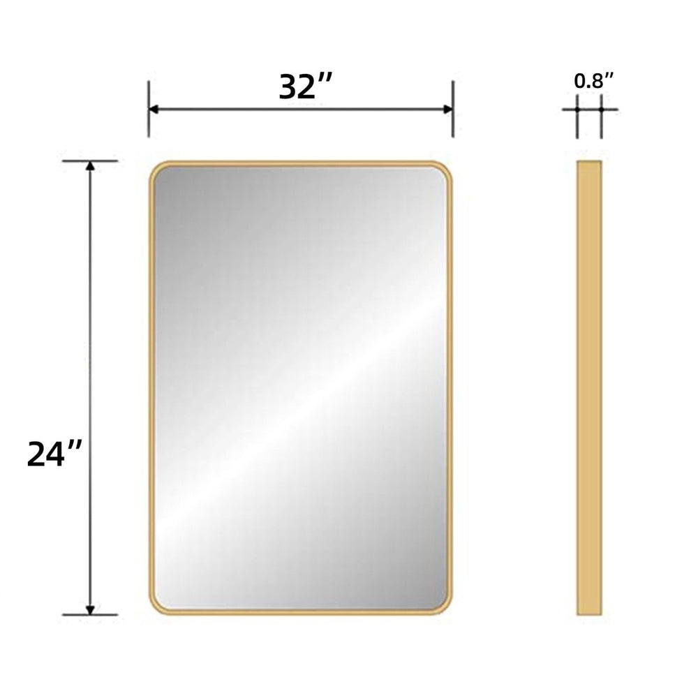 ExBrite 32 " W x 24 " H Gold Bathroom Mirror for Wall Vanity Mirror Image 2