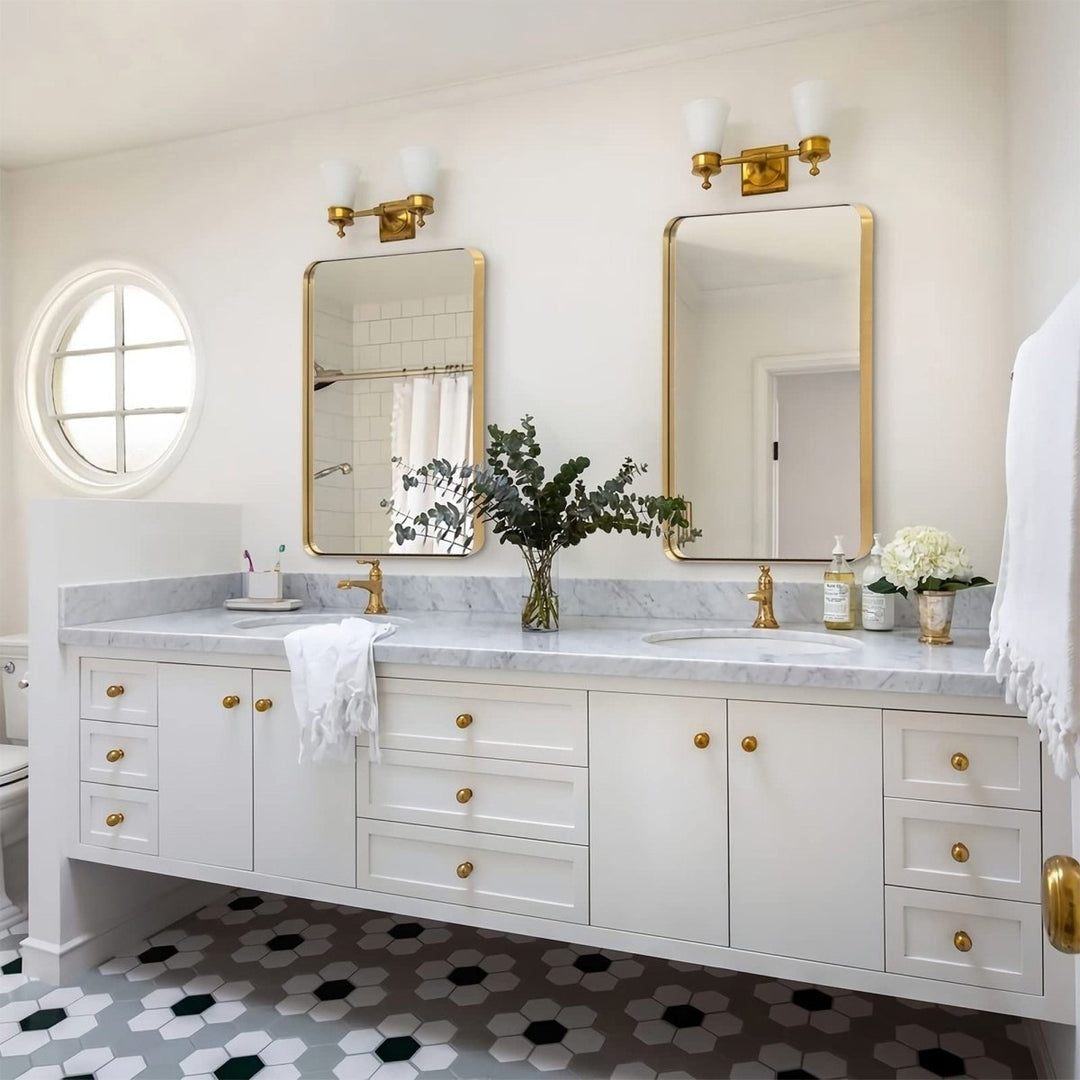 ExBrite 32 " W x 24 " H Gold Bathroom Mirror for Wall Vanity Mirror Image 7