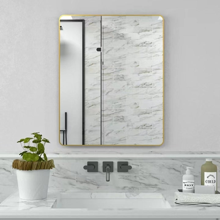 ExBrite 32 " W x 24 " H Gold Bathroom Mirror for Wall Vanity Mirror Image 8