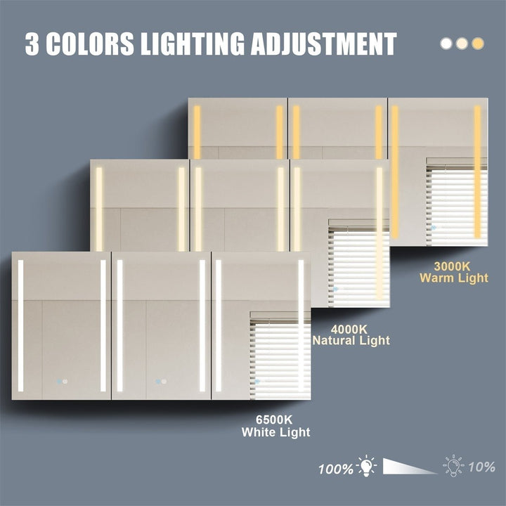 ExBrite 60in Lighted Bathroom Medicine Cabinet with Dimmable Mirror and Shelves Image 8