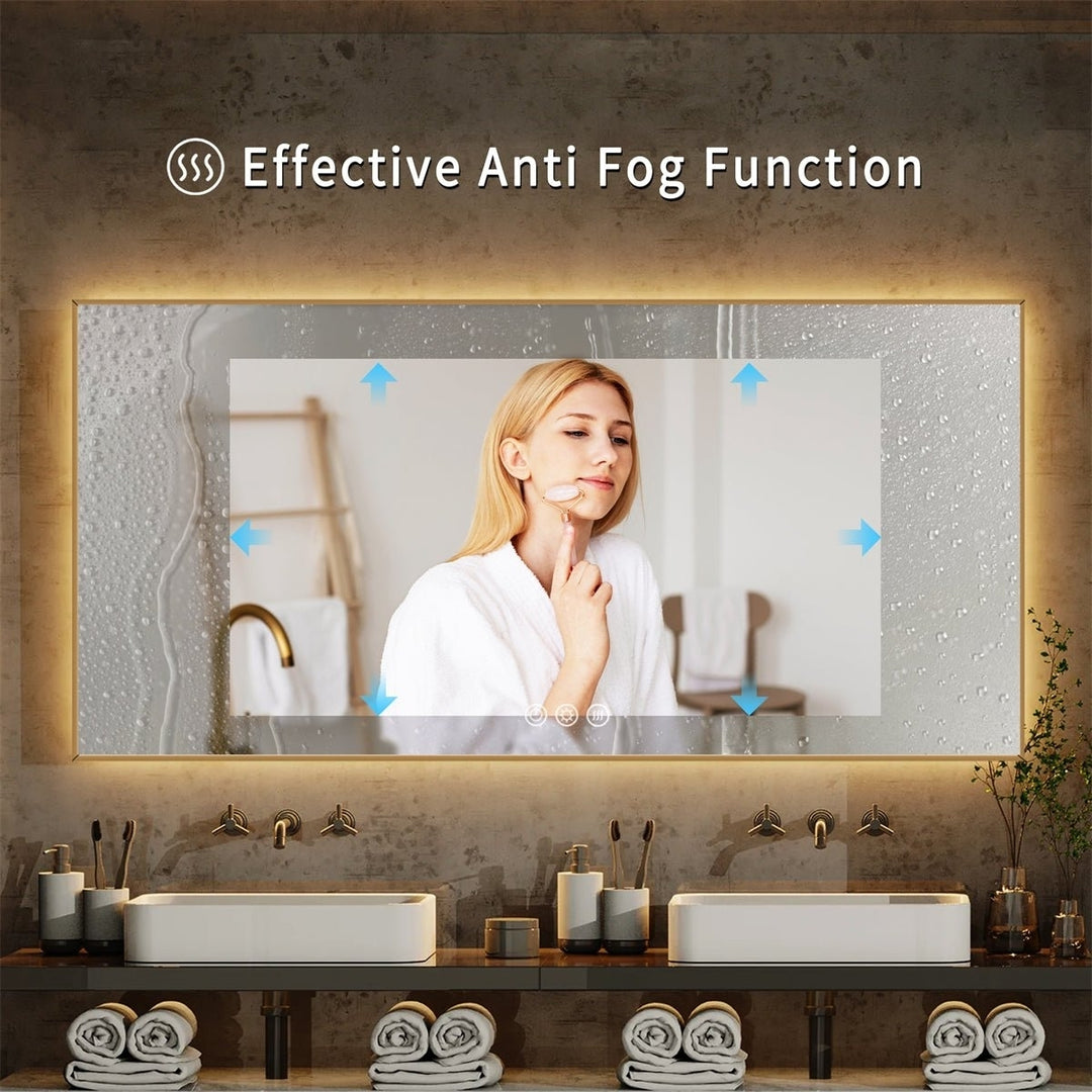 ExBrite 84" x 36" LED Mirror Bathroom Vanity Mirror with Back Light, Wall Mount Anti-Fog Memory Large Adjustable Vanity Image 4