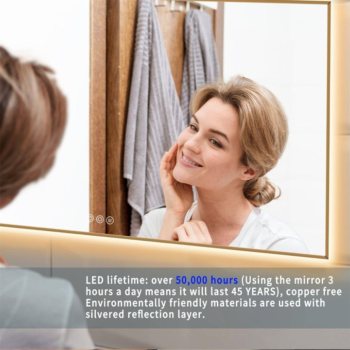 ExBrite 84" x 36" LED Mirror Bathroom Vanity Mirror with Back Light, Wall Mount Anti-Fog Memory Large Adjustable Vanity Image 6