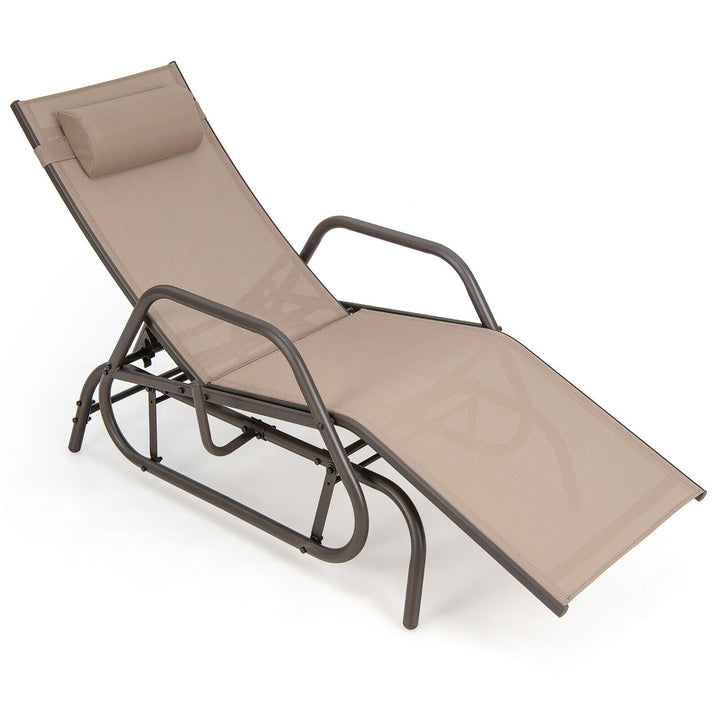 Patio Chaise Lounge Glider Recliner Chair Adjustable Sturdy Metal Frame Outdoor Image 1