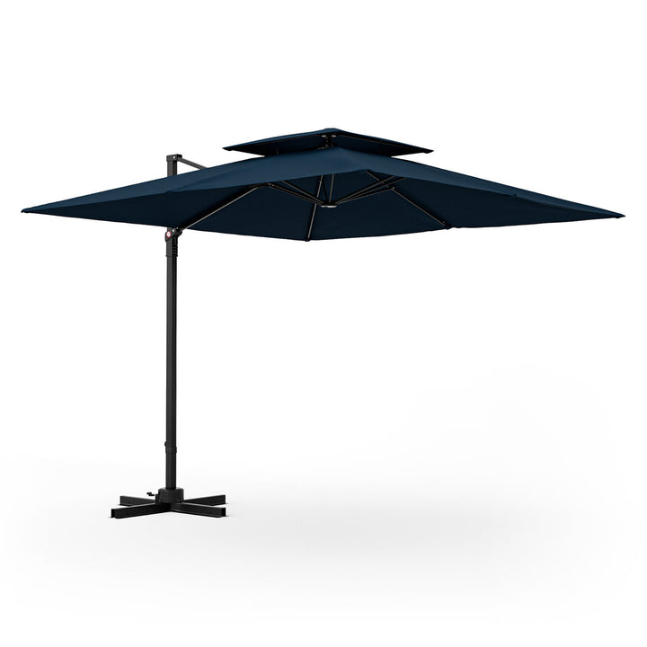 Patio 9.5FT Square Cantilever Offset Umbrella Double Vented 360 Heavy Duty Image 1