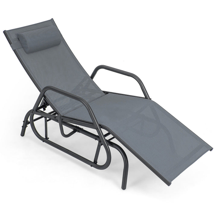 Patio Chaise Lounge Glider Recliner Chair Adjustable Sturdy Metal Frame Outdoor Image 4