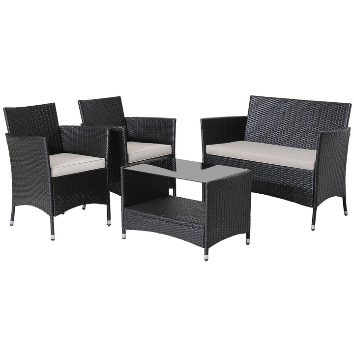 4PCS Outdoor Sofa Set Patio Rattan Wicker Conversation Set w/ Coffee Table Image 10