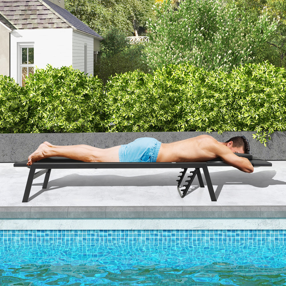 Patio Sunbathing Lounge Chair w/ Face Hole and Detachable Head Pillows Poolside Image 2