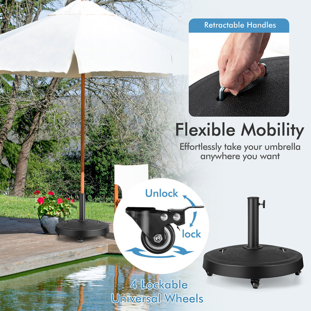 Patio 51 lbs 20.5 Round Resin Umbrella Base w/ Wheels Handles Table Market Stand Image 7