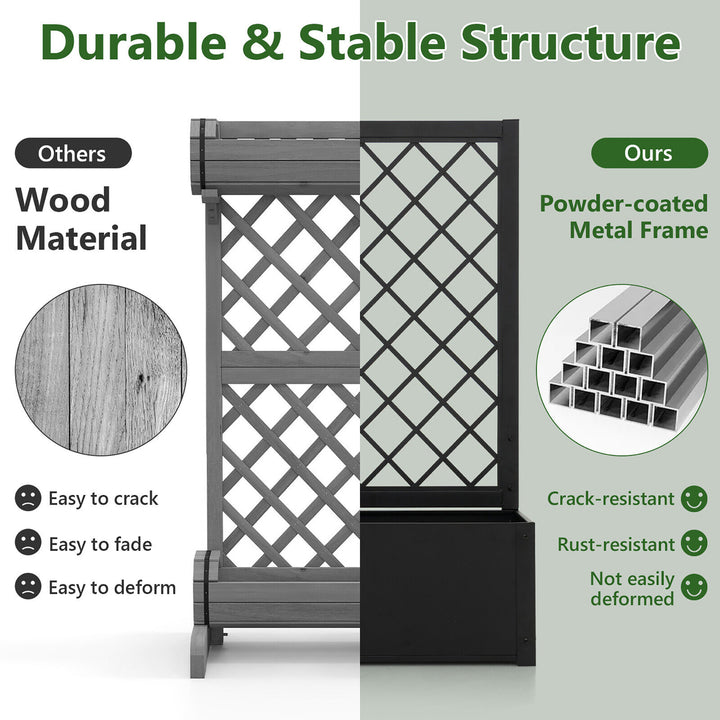 Raised Garden Bed with Trellis Metal Planter Box w/ Lattice for Climbing Plants Image 5