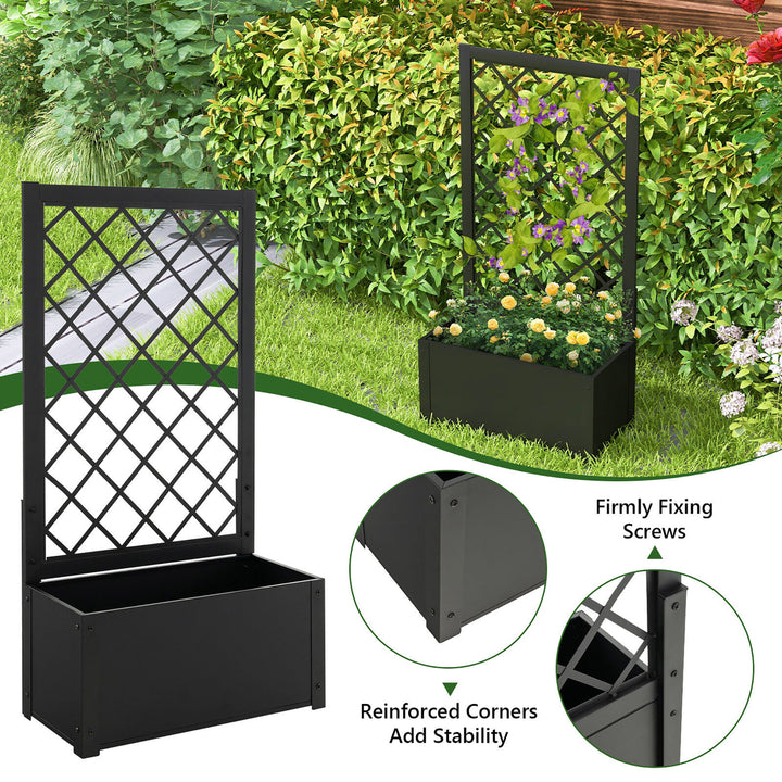 2 PCS Raised Garden Bed with Trellis Metal Planter Box for Climbing Plants Image 8