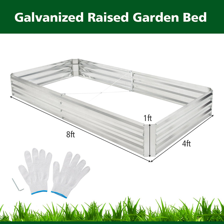 8 x 4 x 1FT Galvanized Raised Garden Bed Heavy-Duty Elevated Rectangle Plant Box Image 2