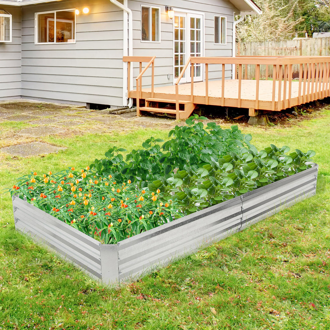 8 x 4 x 1FT Galvanized Raised Garden Bed Heavy-Duty Elevated Rectangle Plant Box Image 3