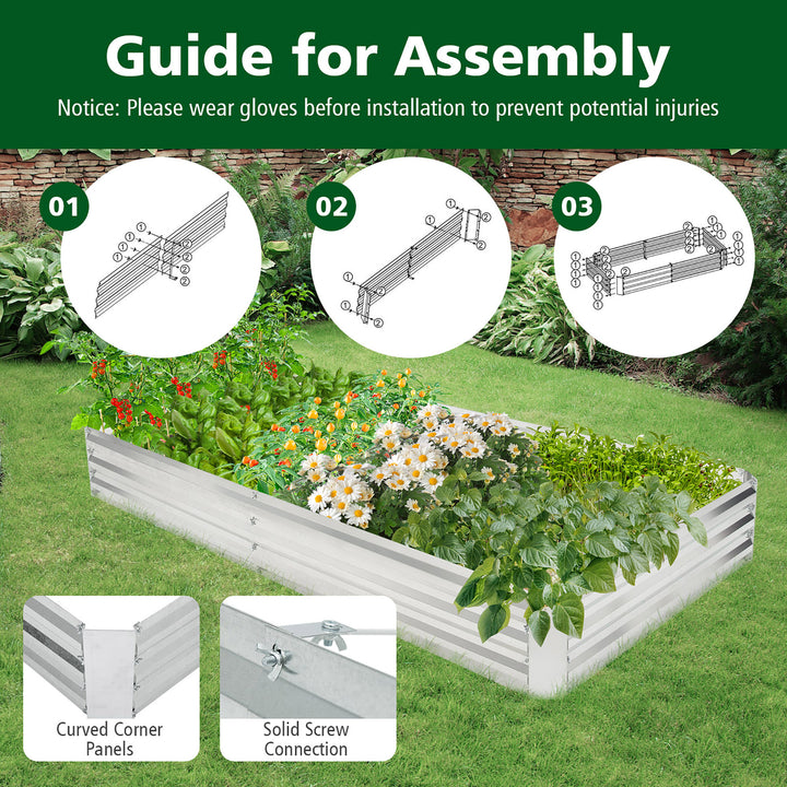 8 x 4 x 1FT Galvanized Raised Garden Bed Heavy-Duty Elevated Rectangle Plant Box Image 5