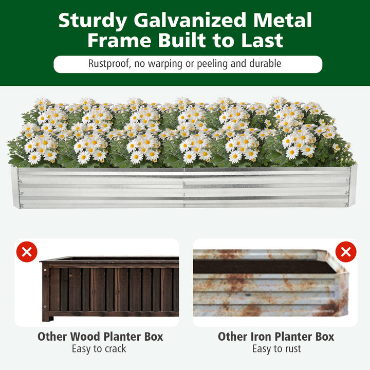 8 x 4 x 1FT Galvanized Raised Garden Bed Heavy-Duty Elevated Rectangle Plant Box Image 8