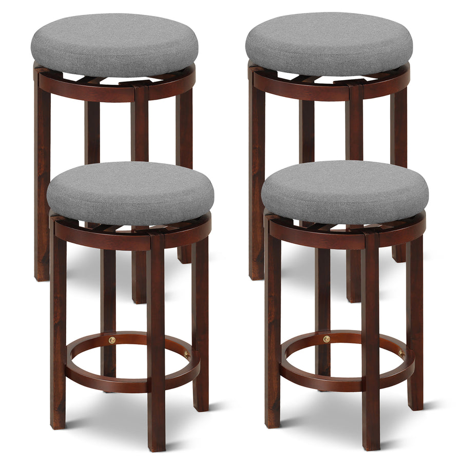 Set of 2 Swivel Bar Stool Kitchen Kitchen Island Stool Pub and Cafe w/ Cushion Grey Image 1