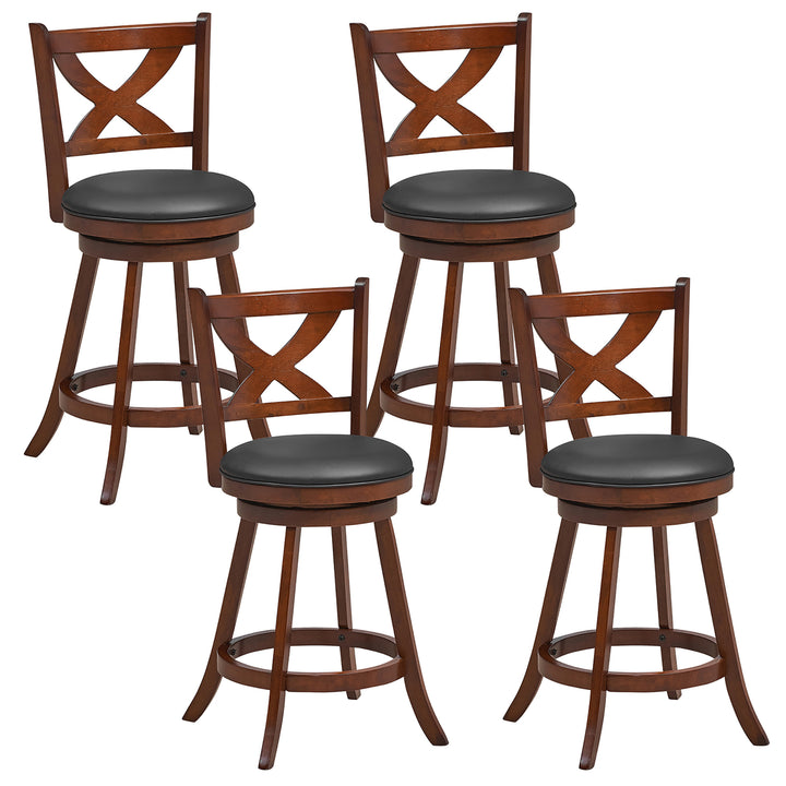 Swivel Bar Stools Set of 4 24 Inch Counter Height Bar Chairs w/ High Backrest Image 1