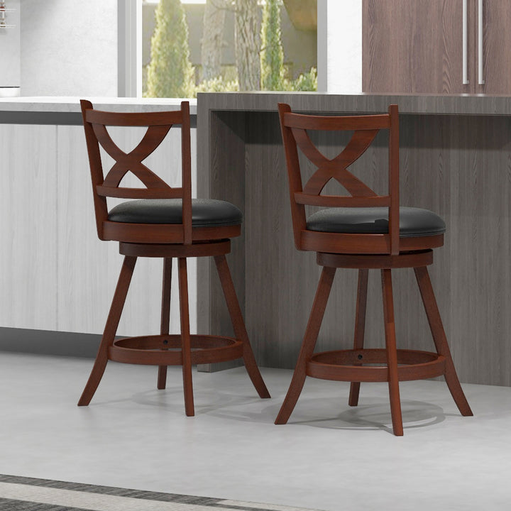 Swivel Bar Stools Set of 4 24 Inch Counter Height Bar Chairs w/ High Backrest Image 4