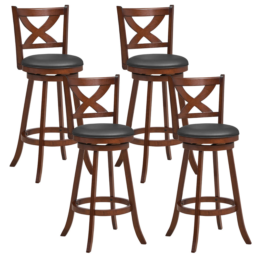 Swivel Bar Stools Set of 4 30 Inch Bar Height Chairs w/ High Backrest Espresso Image 1