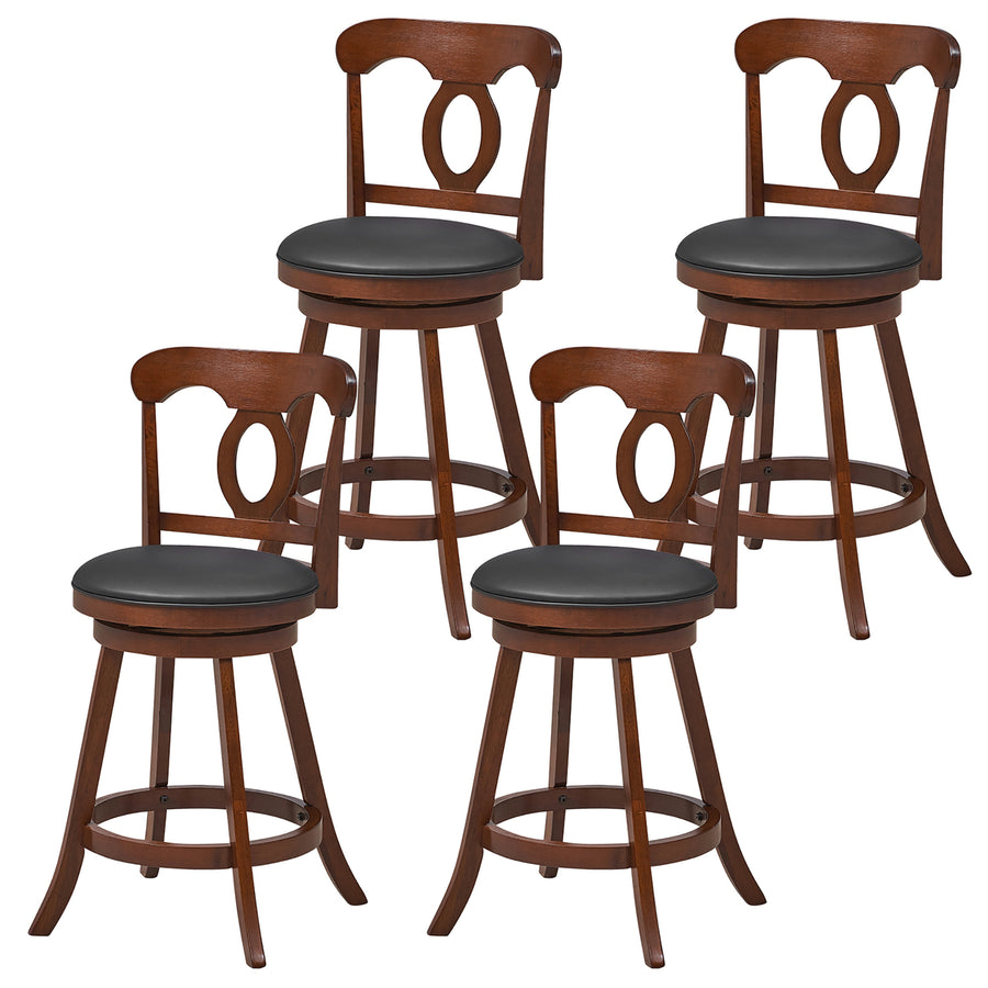 4 PCS Swivel Bar Stools 24 Inch Counter Height Bar Chairs w/ Ergonomic Backrest Espresso Image 1