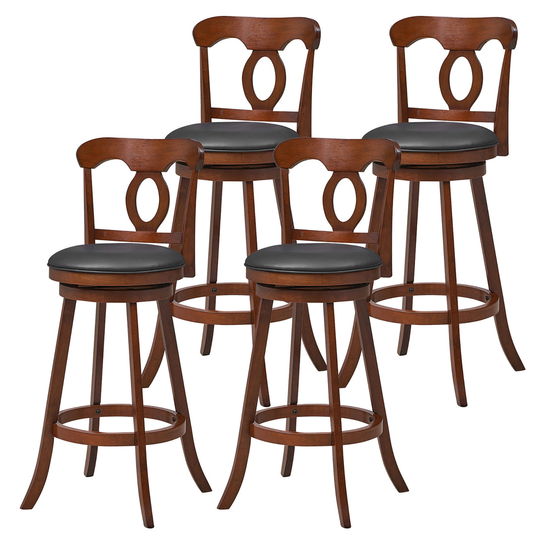 4 PCS Swivel Bar Stools 30 Inch Bar Height Chairs w/ Ergonomic Backrest Espresso Image 1